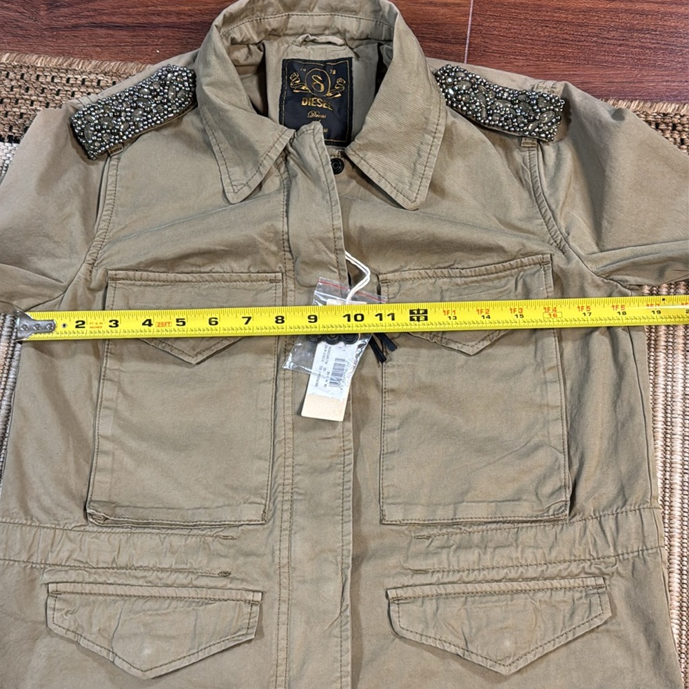 NEW Diesel Jacket in Military Green Size Small 70% Cotton 30% Silk - Picture 12 of 17